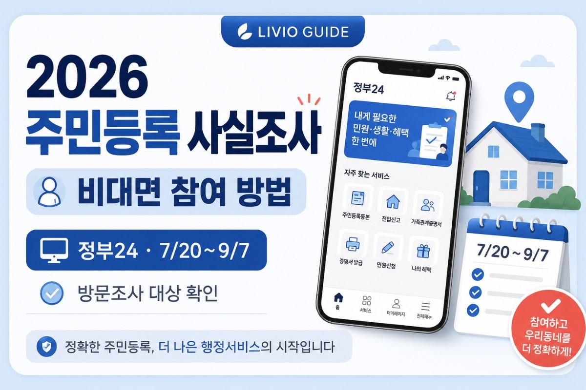 2026 주민등록 사실조사 정부24 비대면 참여 방법과 조사 기간 안내