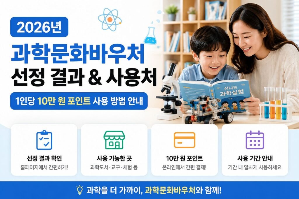 2026 과학문화바우처 선정 결과와 사용처, 1인당 10만 원 포인트 사용 방법 안내