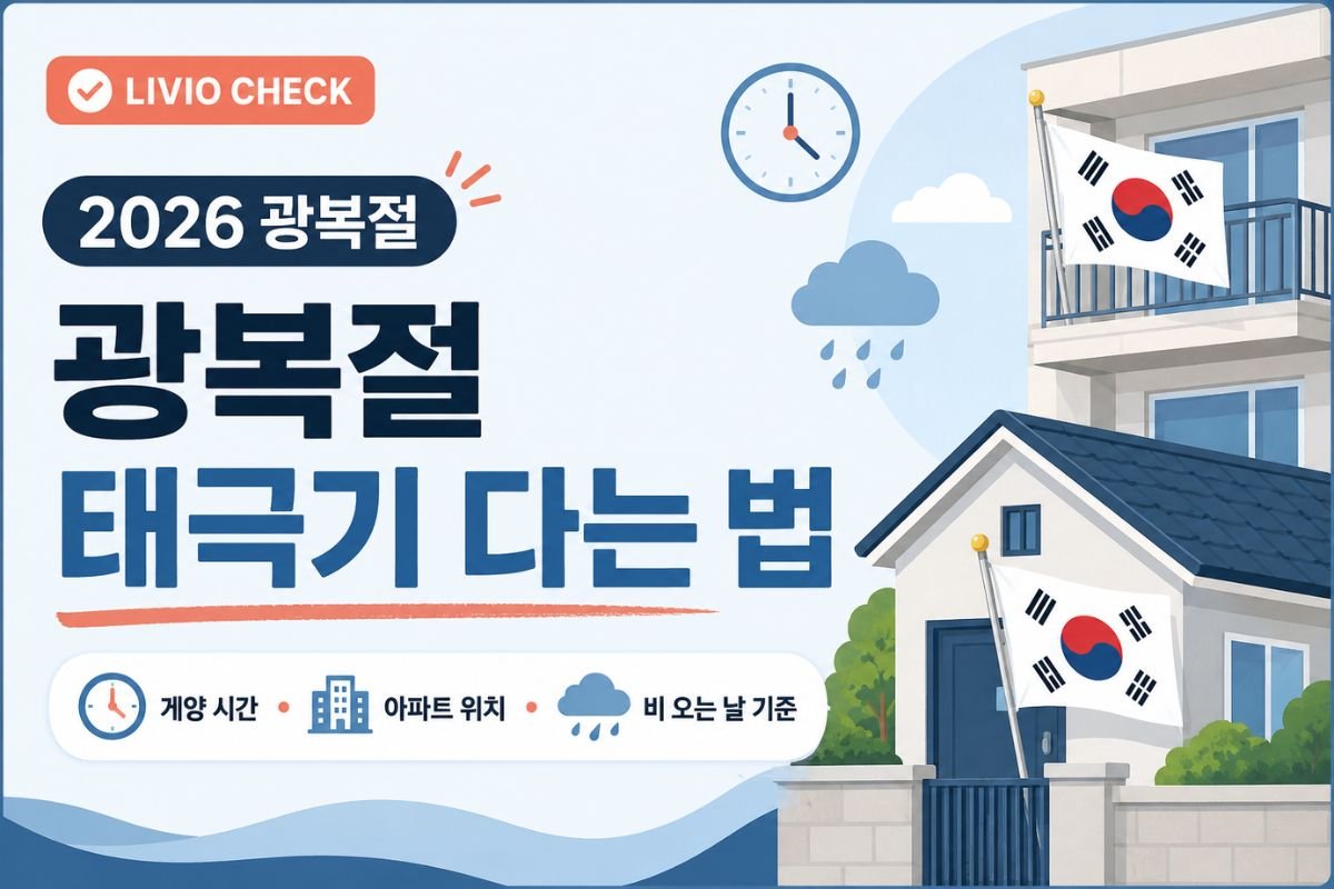 2026 광복절 태극기 다는 법, 게양 시간과 아파트 위치, 비 오는 날 기준 인포그래픽
