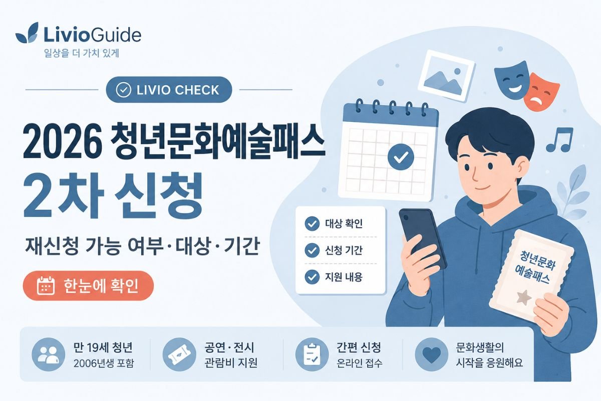 2026 청년문화예술패스 2차 신청 재신청 가능 여부와 대상·기간 안내