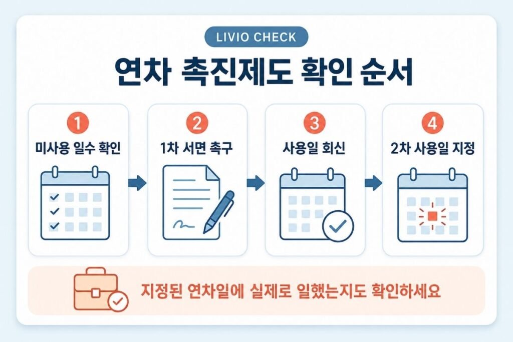 연차 촉진제도 미사용 일수 확인과 1차·2차 서면 촉구 절차