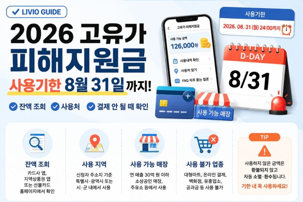 2026 고유가 피해지원금 사용기한 8월 31일, 잔액 조회와 사용처 및 사용 불가 업종 안내