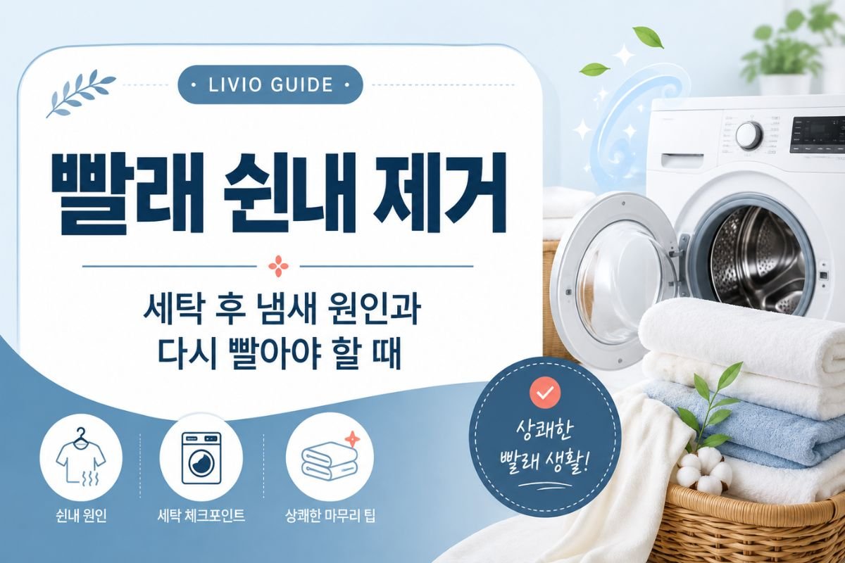 빨래 쉰내 제거 방법과 세탁 후 냄새 원인을 정리한 리비오가이드 이미지