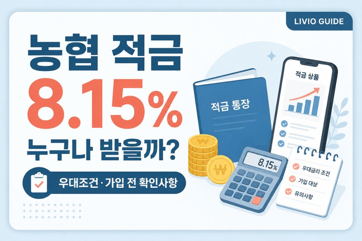 농협 적금 8.15% 조건과 NH농심천심적금 가입 전 확인사항을 정리한 이미지