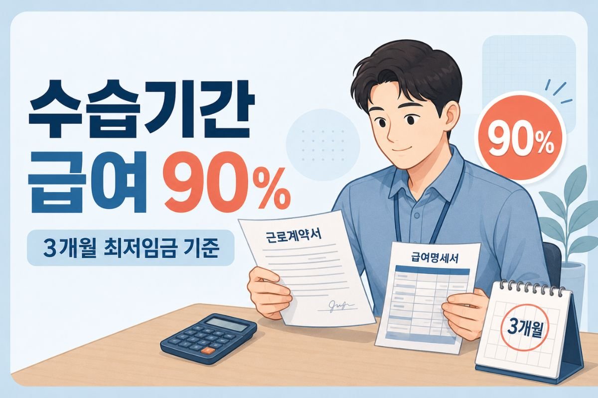 수습기간 급여 90%와 3개월 최저임금 기준을 확인하는 근로자