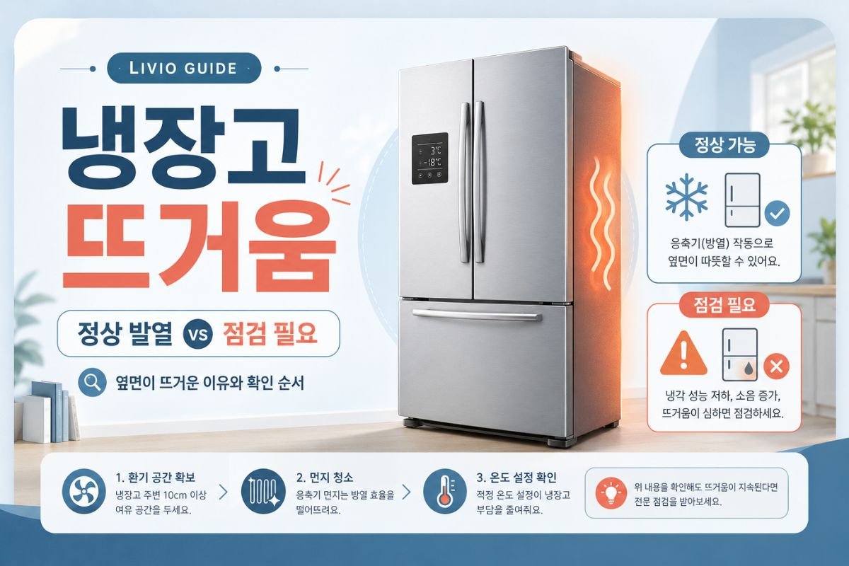 냉장고 뜨거움 원인과 정상 발열, 점검 필요 여부를 안내하는 썸네일 이미지