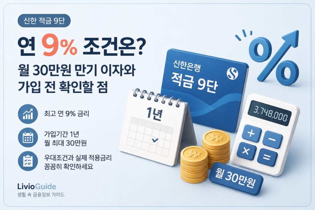 신한 적금 9단 연 9% 조건과 월 30만원 만기 이자 확인 가이드