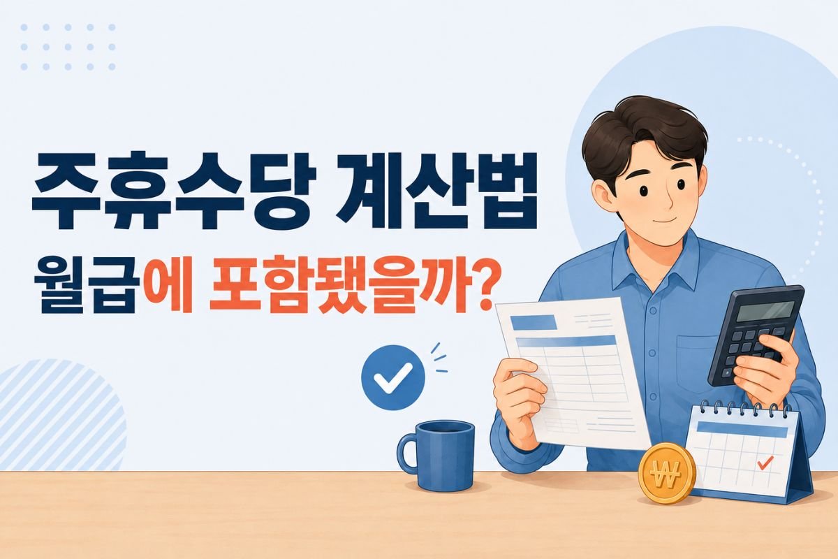주휴수당 계산법과 월급 포함 여부를 확인하는 급여명세서 이미지